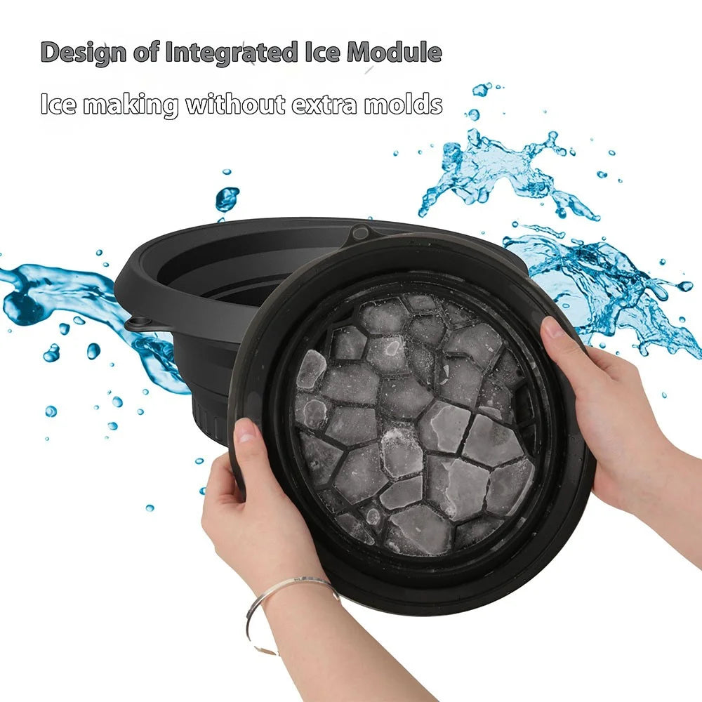Collapsible Silicone Face Basin Ice Cold Therapy Multipurpose Foldable Washbasin for Skincare Travel (FDA Certified, BPA-Free) - Black - 4