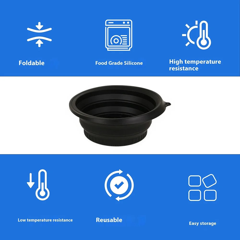 Collapsible Silicone Face Basin Ice Cold Therapy Multipurpose Foldable Washbasin for Skincare Travel (FDA Certified, BPA-Free) - Black - 5