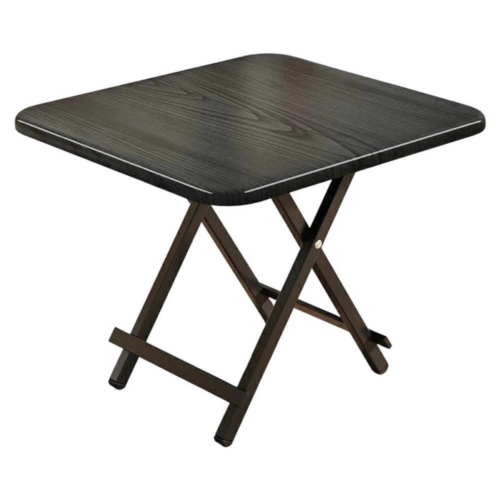 90x90x74cm Portable Folding Table Outdoor Indoor X-Type Bracket 15mm Thick Desktop Dining Table - Black - 1