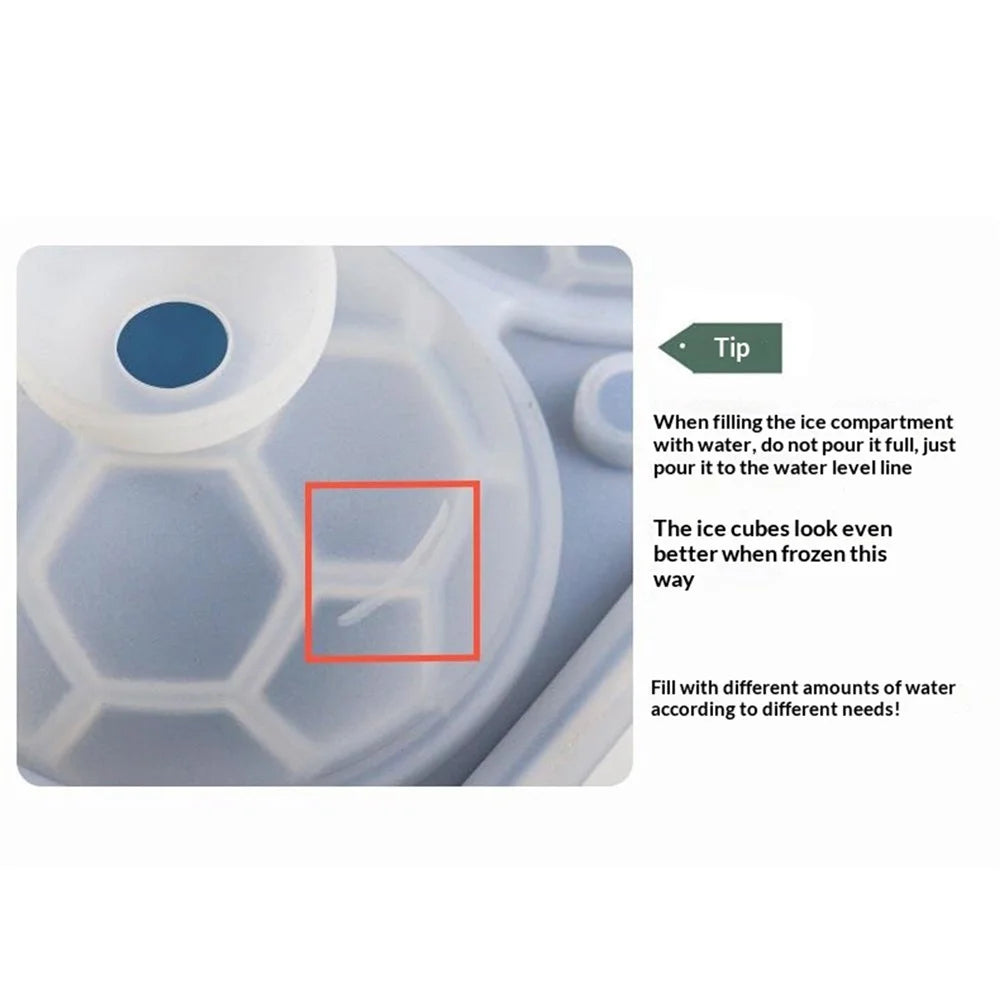 4-Grid Soccer Ball Shaped Silicone Ice Cube Mold Tray Football Shaped Food Grade Sphere Ice Maker with Lid for Drinks (BPA-Free, FDA Certified) - Blue - 6