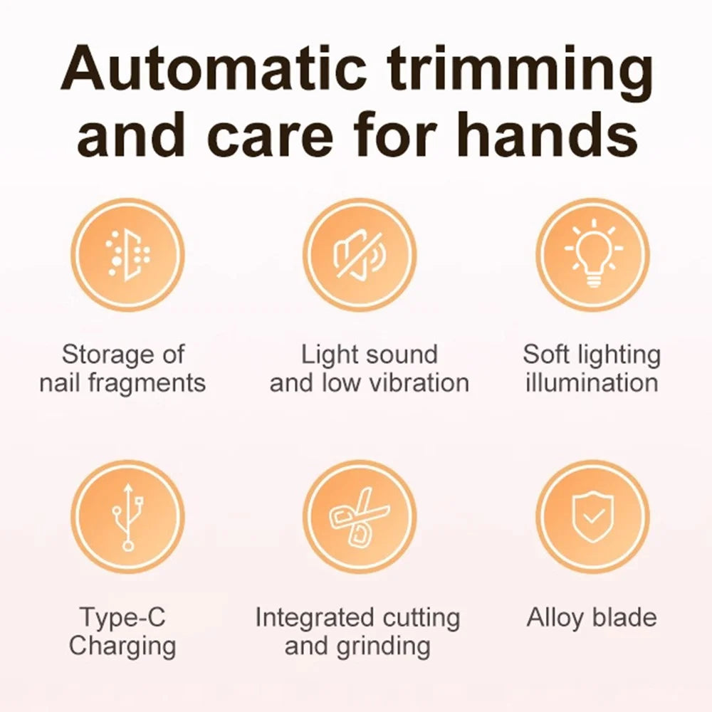 HZ-005 Electric Nail Clipper Rechargeable 3-Speed Adjustment Automatic Nail Trimmer for Home - Orange - 3