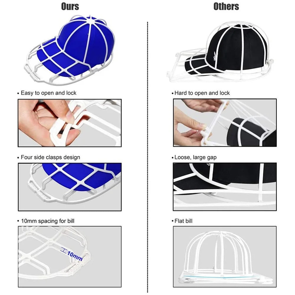 3Pcs / Set Cap Washer Frame Cage Baseball Hat Cleaner Holder Protector PP Hat Rack - White - 3