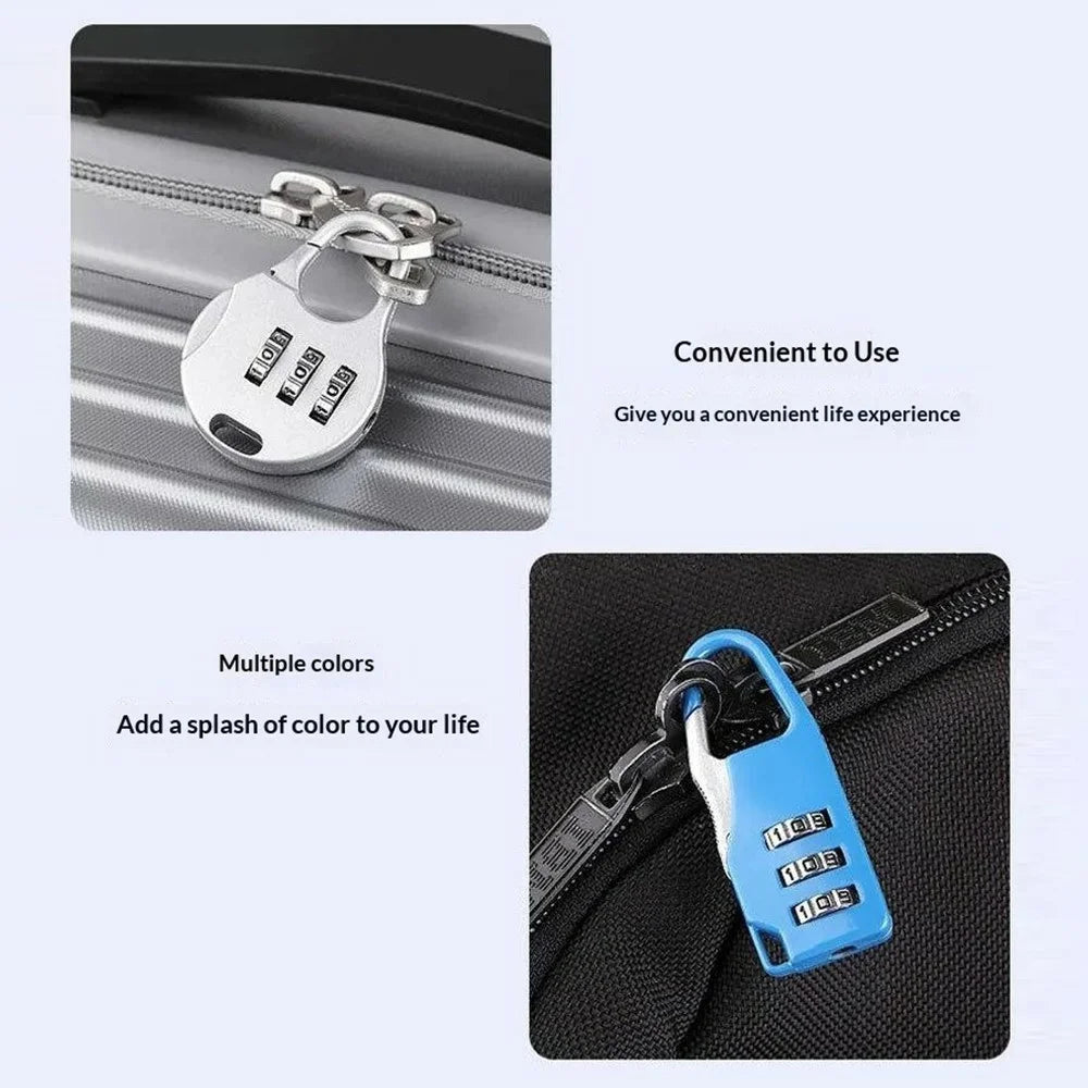 Mini Padlock 3-Digit Combination Lock Zinc Alloy Carabiner Shackle Security Lock for Luggage Backpack Gym Locker - Round / Black - 4
