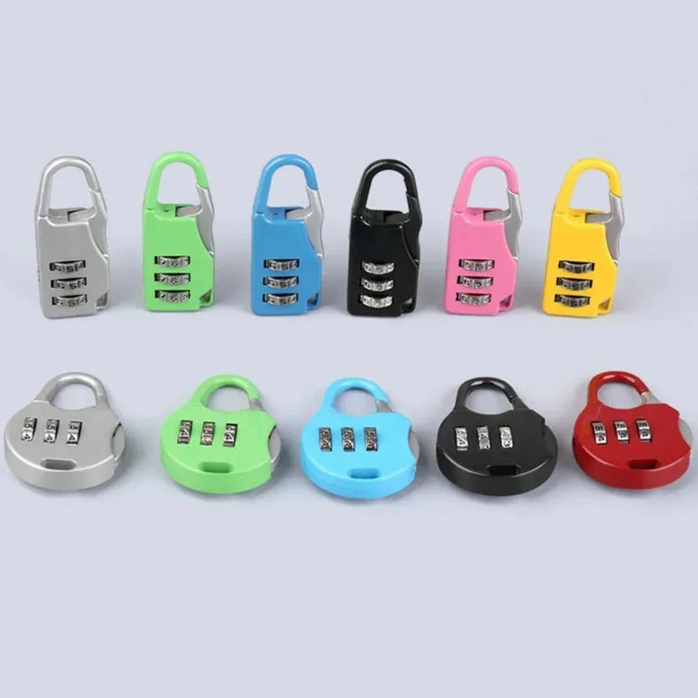 Mini Padlock 3-Digit Combination Lock Zinc Alloy Carabiner Shackle Security Lock for Luggage Backpack Gym Locker - Round / Black - 5