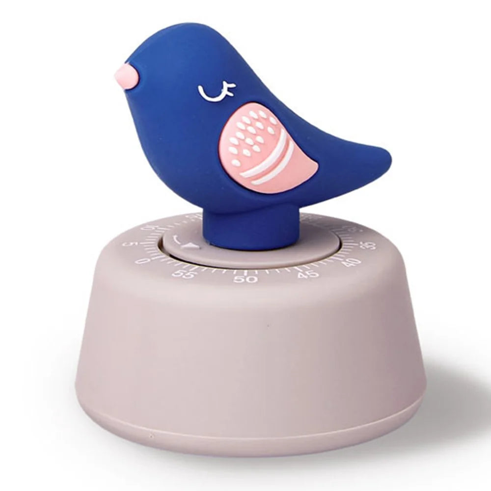 Bird-Shaped Mechanical Timer 60min Kitchen Desktop Timer Countdown Clock for Study Cooking - D Type / Blue Bird - 1
