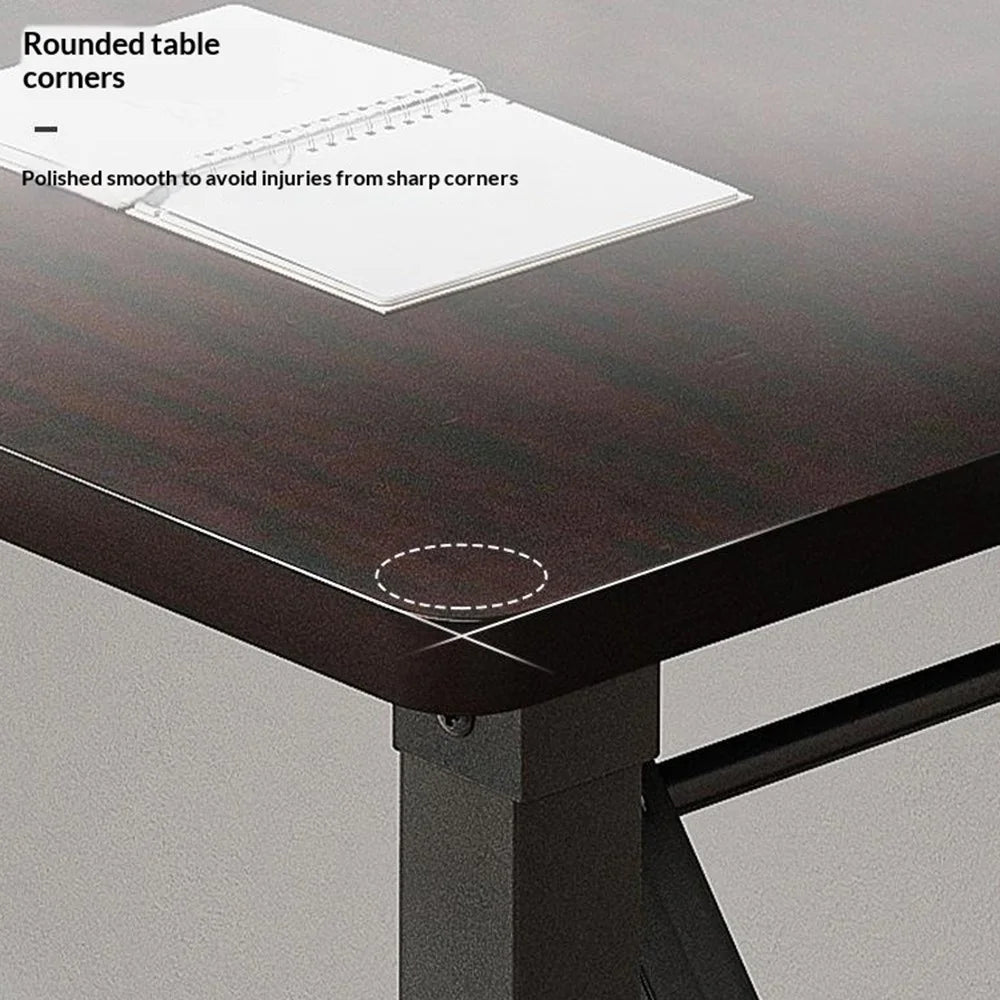 Folding Table 80x60x75cm Double Rod Computer Desk Home Office Study Table No Assembly Required - Black - 6