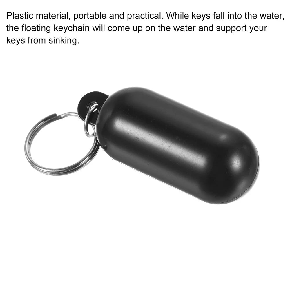 6.5x2.5cm Floating Keychain Water Sports Key Ring Buoyant Key Holder for Boating Kayaking / Outdoor Water Activities - Black - 2