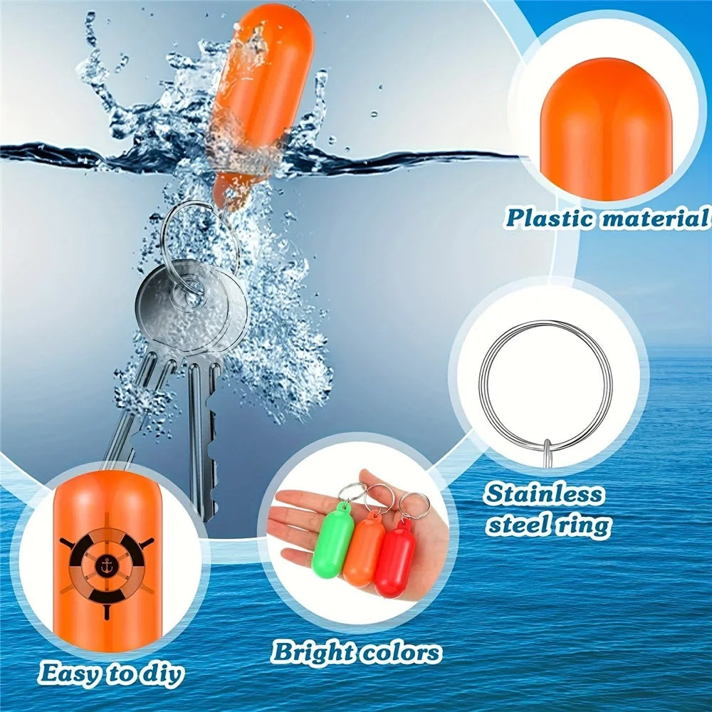 6.5x2.5cm Floating Keychain Water Sports Key Ring Buoyant Key Holder for Boating Kayaking / Outdoor Water Activities - Black - 4
