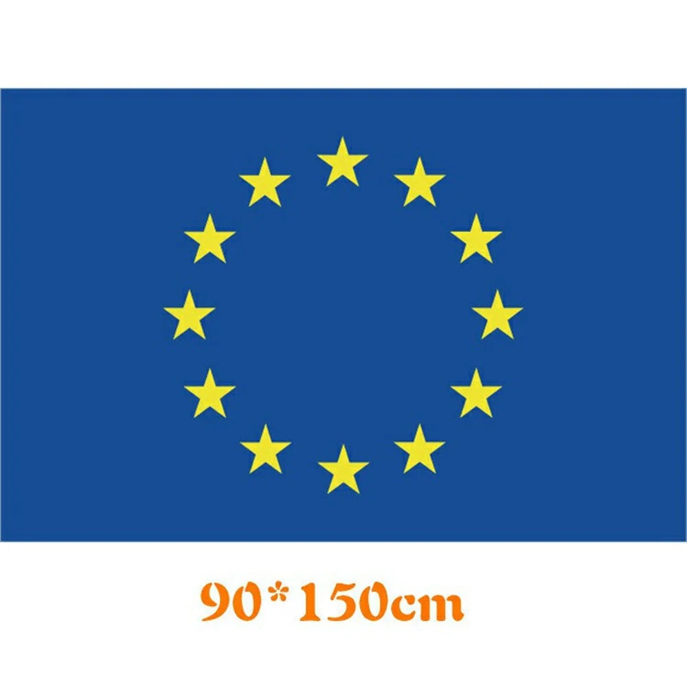 90x150cm 3x5ft European Union Flag Blue Yellow Stars Polyester EU Banner for Outdoor Indoor Display Party Decoration - 3