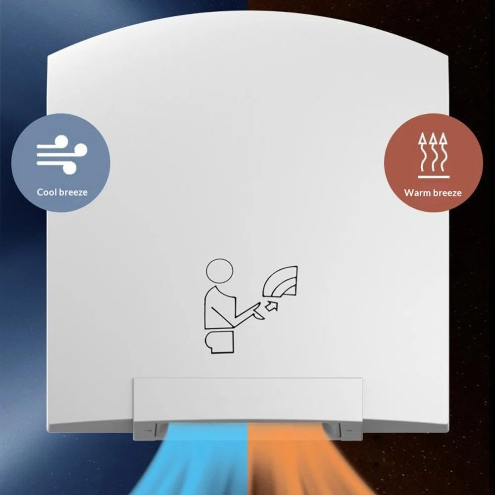 905 Cold Hot Air Automatic Hand Dryer 1200W Electric Wall Mount Sensor Hand Drying Machine for Home Office - White / EU Plug - 7