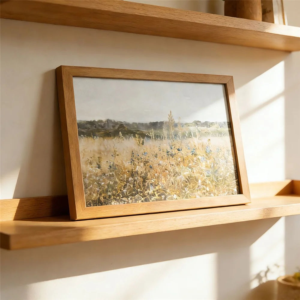 40x60cm Wood Grain PS Frame Decorative Art Painting Pastoral Landscape Art Print Wall Decor for Living Room Bedroom - E Style - 5