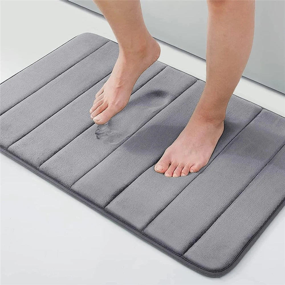 50x80cm Coral Fleece Bath Mat Non-Slip Absorbent Thick Bathroom Floor Mat for Shower - Dark Grey - 2