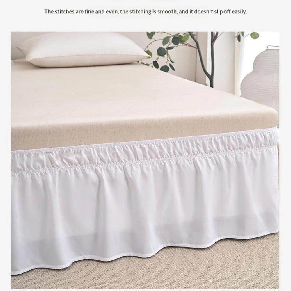 100x200+40cm Adjustable Bed Skirt Drop Length Elastic Band Dust-Proof Ruffle Pleated Bed Skirt - Pink - 4