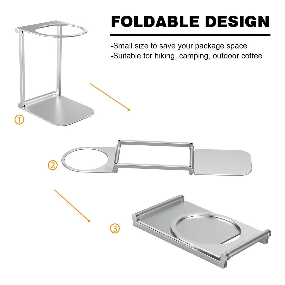 Aluminum Alloy Foldable Coffee Dripper Stand Metal Portable Pour Over Filter Holder - Silver - 4