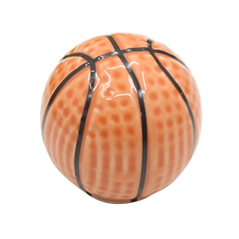 Ball Shape Single Hole Furniture Ceramics Pull Handle Drawer Cabinet Wardrobe Door Knob with 25mm Screw - Basketball - 1