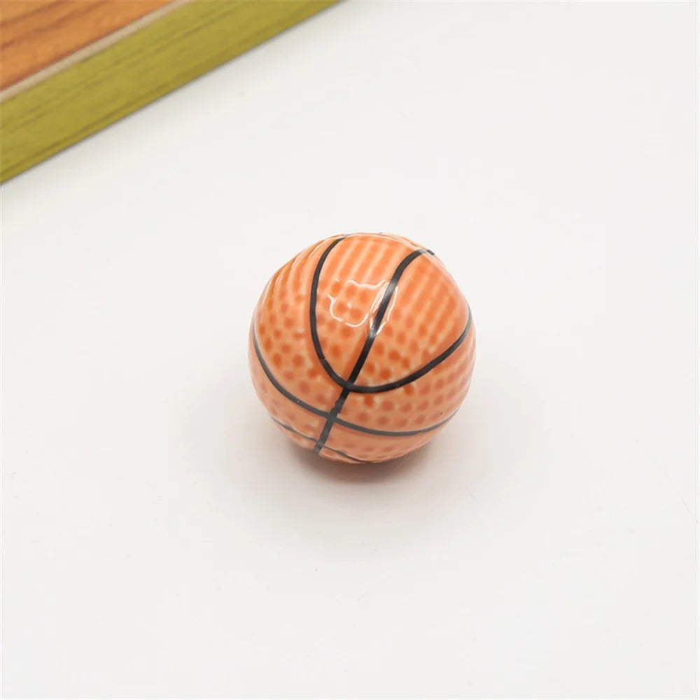 Ball Shape Single Hole Furniture Ceramics Pull Handle Drawer Cabinet Wardrobe Door Knob with 25mm Screw - Basketball - 3