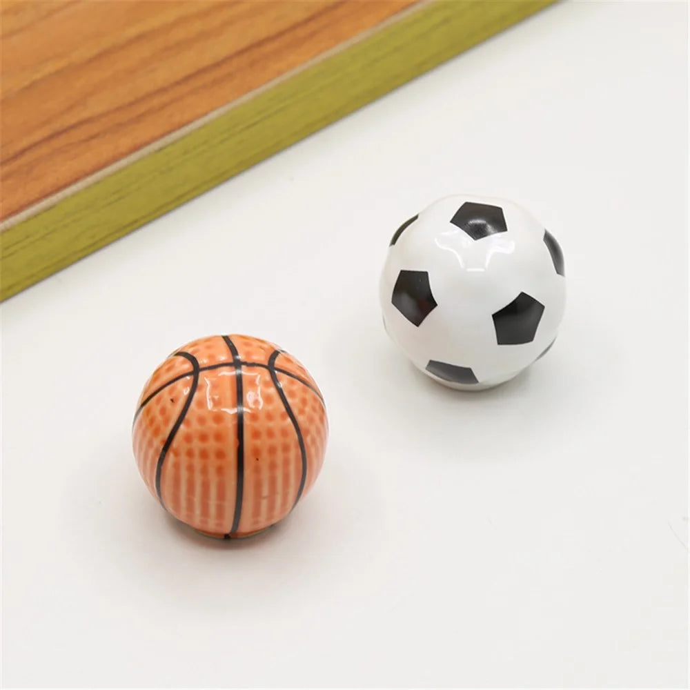 Ball Shape Single Hole Furniture Ceramics Pull Handle Drawer Cabinet Wardrobe Door Knob with 25mm Screw - Basketball - 5