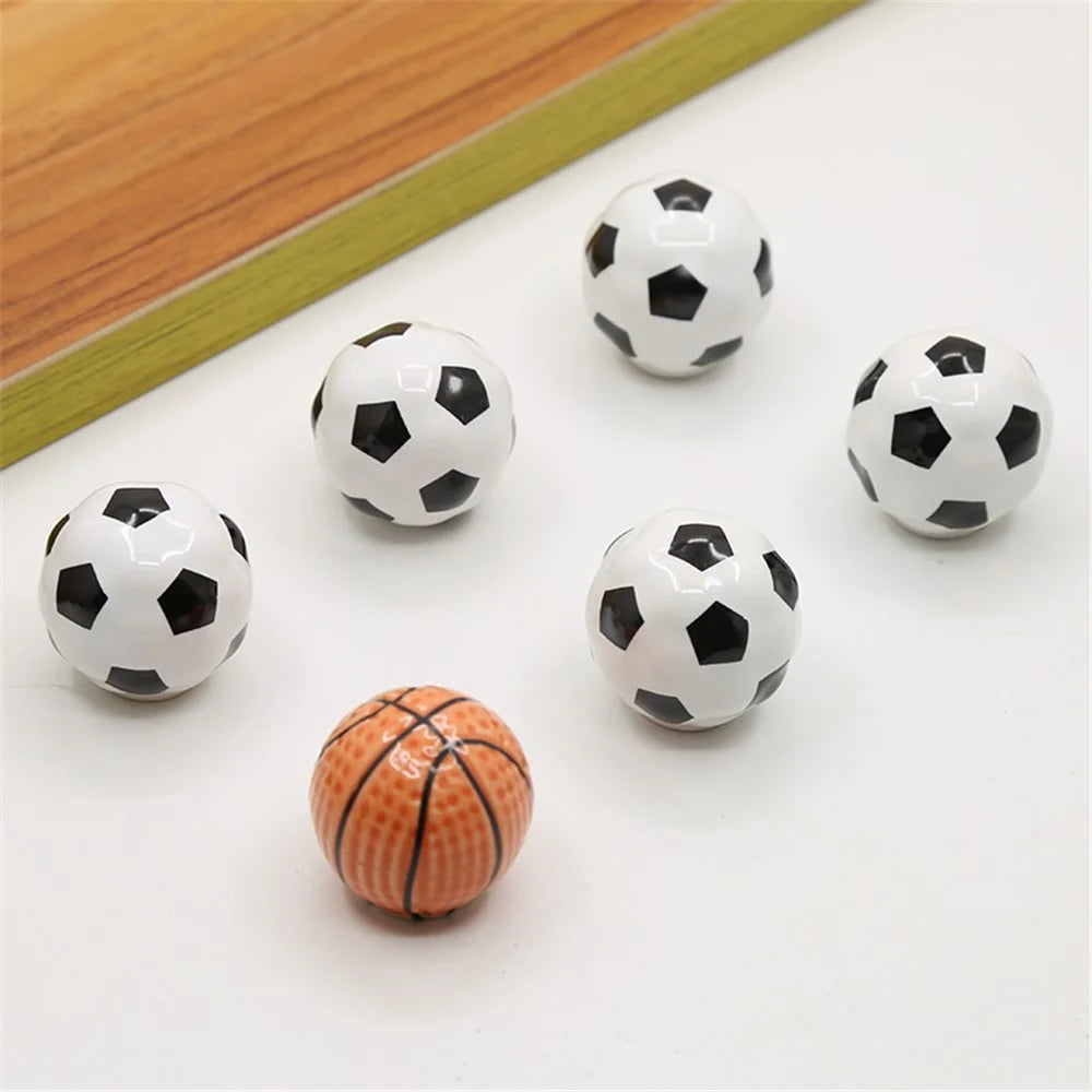 Ball Shape Single Hole Furniture Ceramics Pull Handle Drawer Cabinet Wardrobe Door Knob with 25mm Screw - Basketball - 7