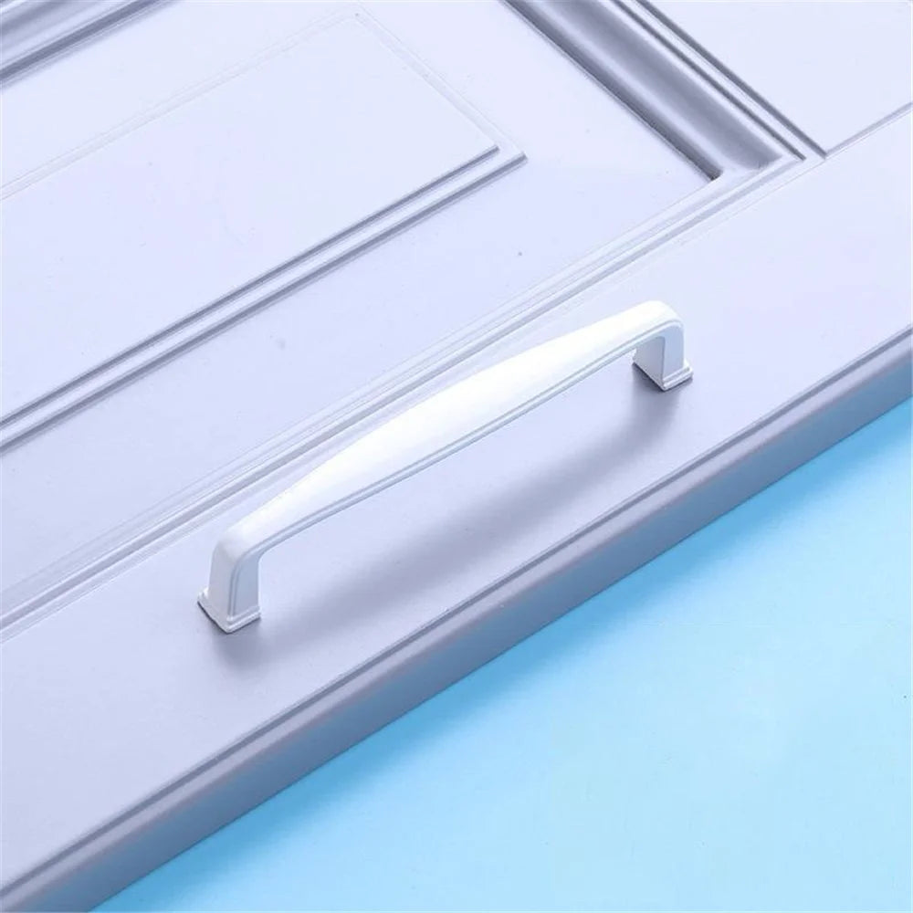 American Style Furniture Handle Aluminum Alloy Drawer Wardrobe Cabinet Puller Door Handle - Style A7 / 128mm Pitch / White - 1