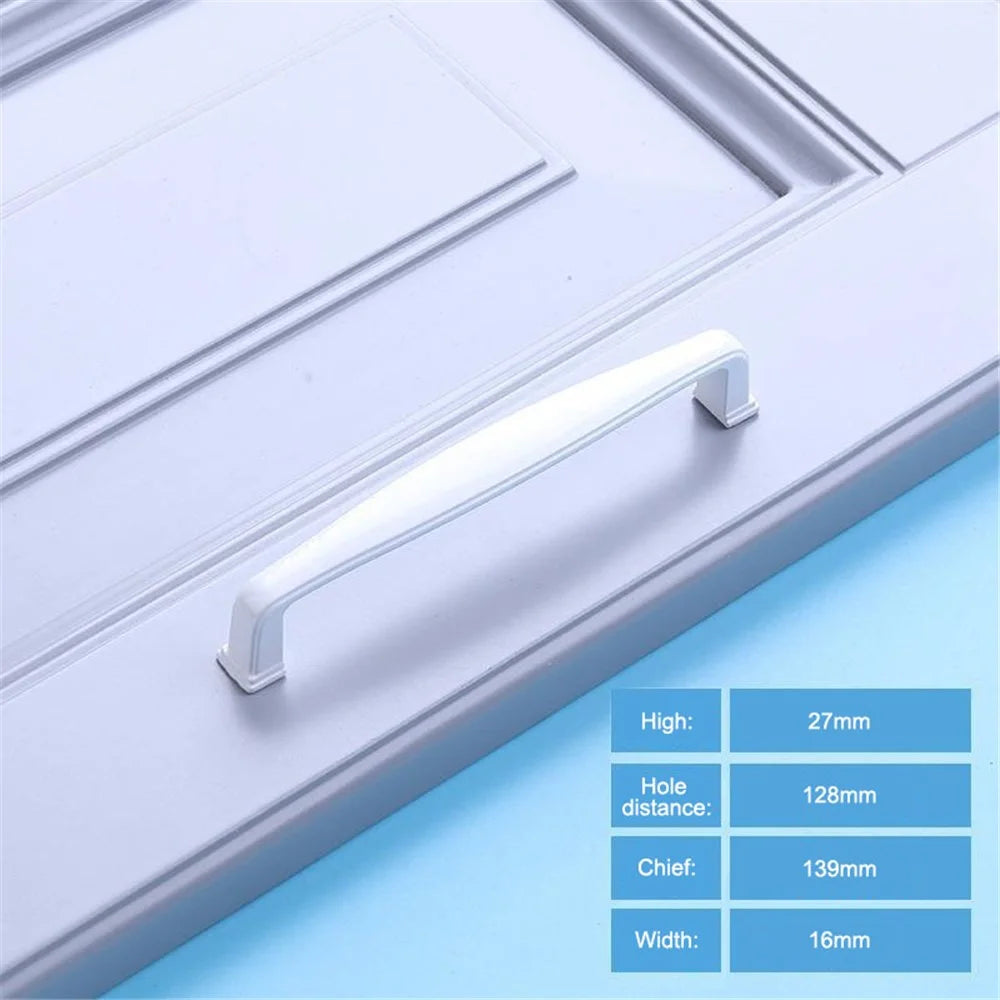 American Style Furniture Handle Aluminum Alloy Drawer Wardrobe Cabinet Puller Door Handle - Style A7 / 128mm Pitch / White - 2