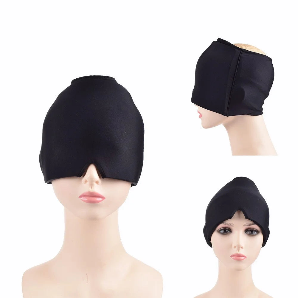 H08187 Single Side Medical Grade Gel Headache Migraine Relief Hat Cold Compress Therapy Cap (ST) - Black - 1