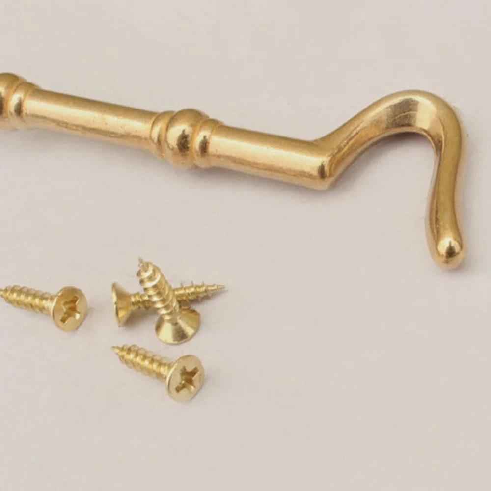 10.5cm Retro Brass Windproof Eye Bolt Hasp Hook Window Cabinet Door Stay Catch - Brass Color - 4