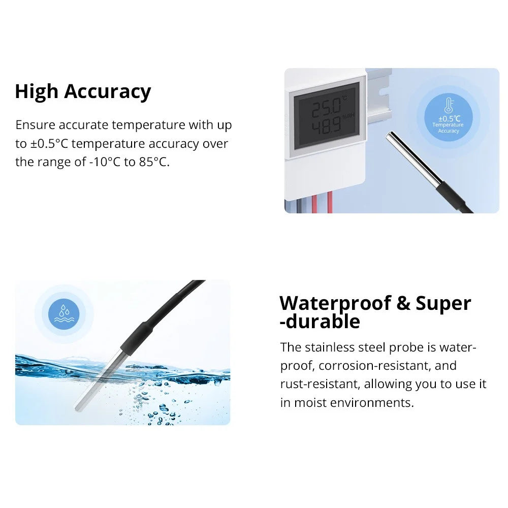 SONOFF WTS01 Waterproof Temperature Sensor Stainless Steel Probe Temperature Sensor - 4