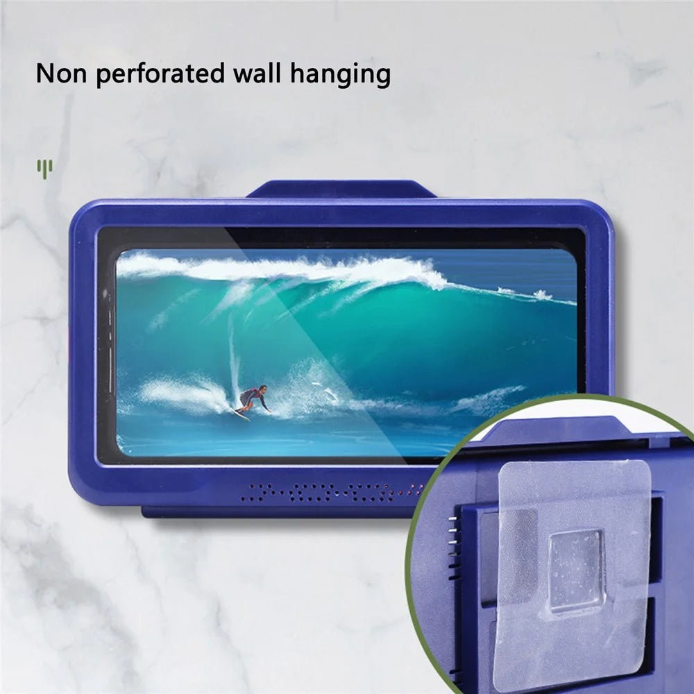 Shower Phone Holder Bathroom Waterproof Phone Case Touch Screen Wall Hanging Storage Box - Blue - 2