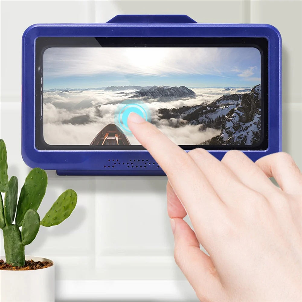 Shower Phone Holder Bathroom Waterproof Phone Case Touch Screen Wall Hanging Storage Box - Blue - 5