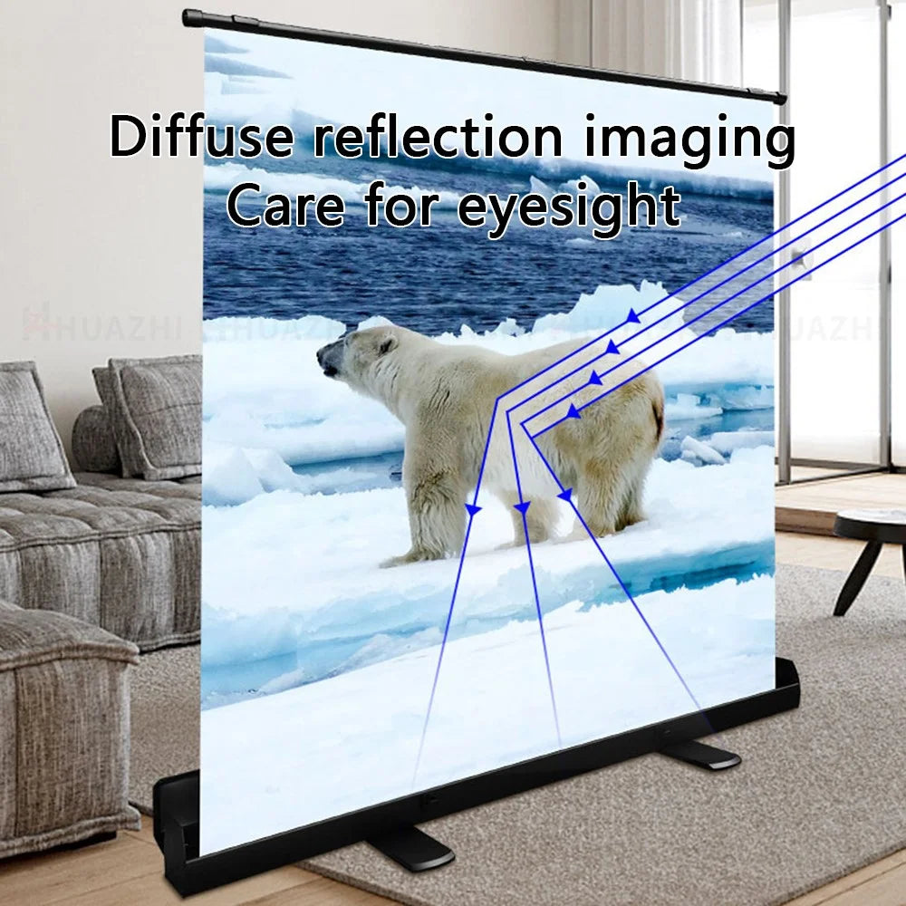 60 inch 4:3 Projection Screen Portable Floor Standing Projector Screen Light Resistant Fold-Out Roll-Up Projection Screen - 4