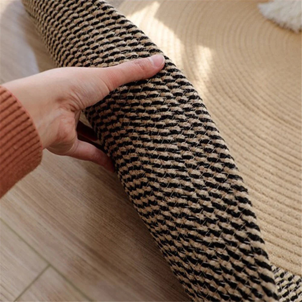 80CM Diameter Cotton Rope Bedside Seat Cushion Pad Retro Woven Design Floor Mat for Home - 2