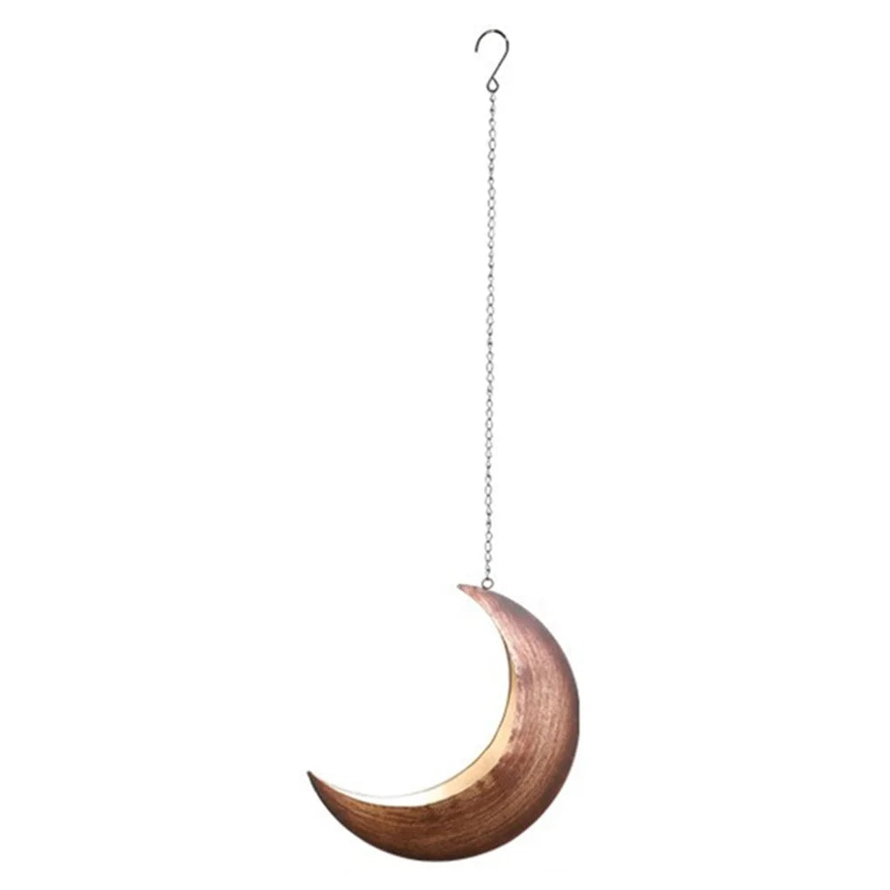 001-YL-221 Hanging Plant Pot Indoor Outdoor Balcony Potted Flower Iron Display Basket - Moon / Bronze - 2