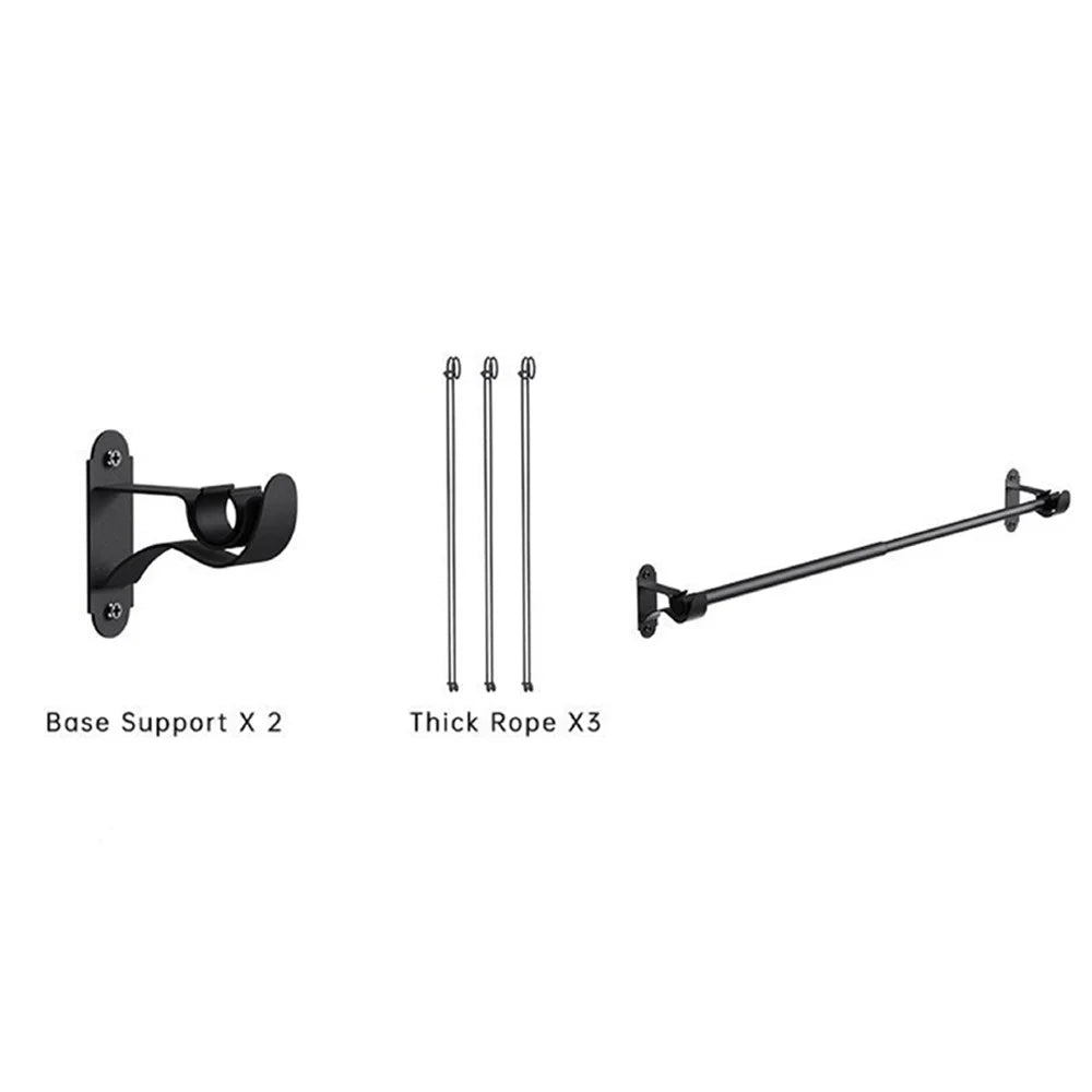 001- ZJ-YXH001 Set of 3 Hanging Flower Pot Wall-Mounted Gardening Plant Hangers with Extendable Rod - Black+Triangle - 3
