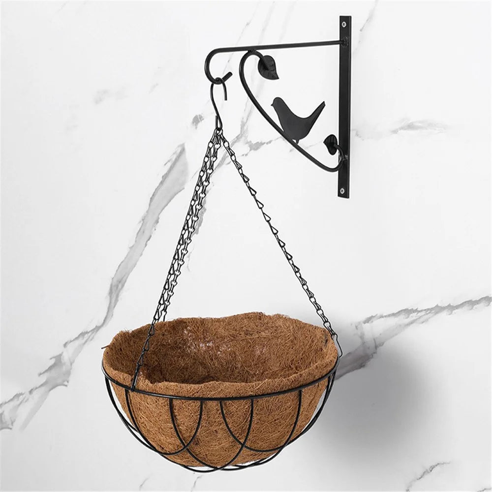 001-YZ01 16-inch Hanging Plant Pot Holder Metal Planter Basket with Coir Liner (Semi-circular Mesh Shape) - 4