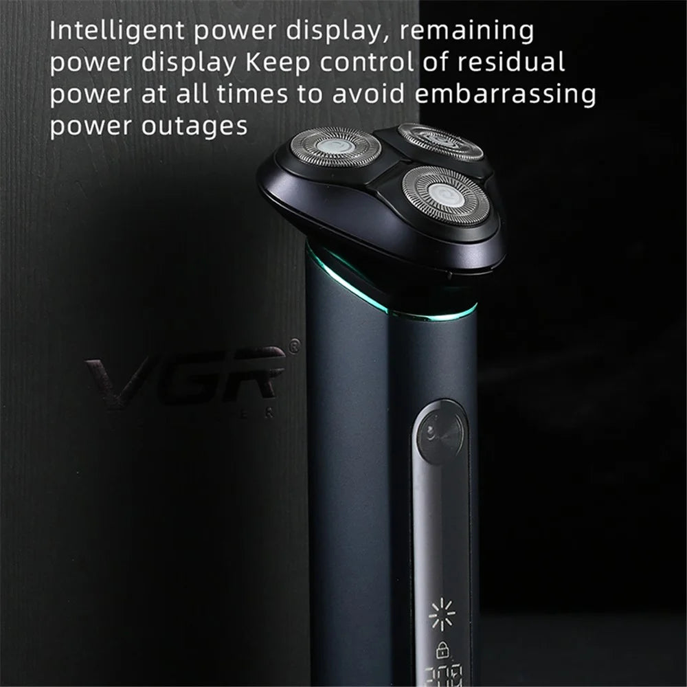 VGR V-310 USB Rechargeable Smart Electric Shaver LCD Digital Display Three-head Floating Razor - 7