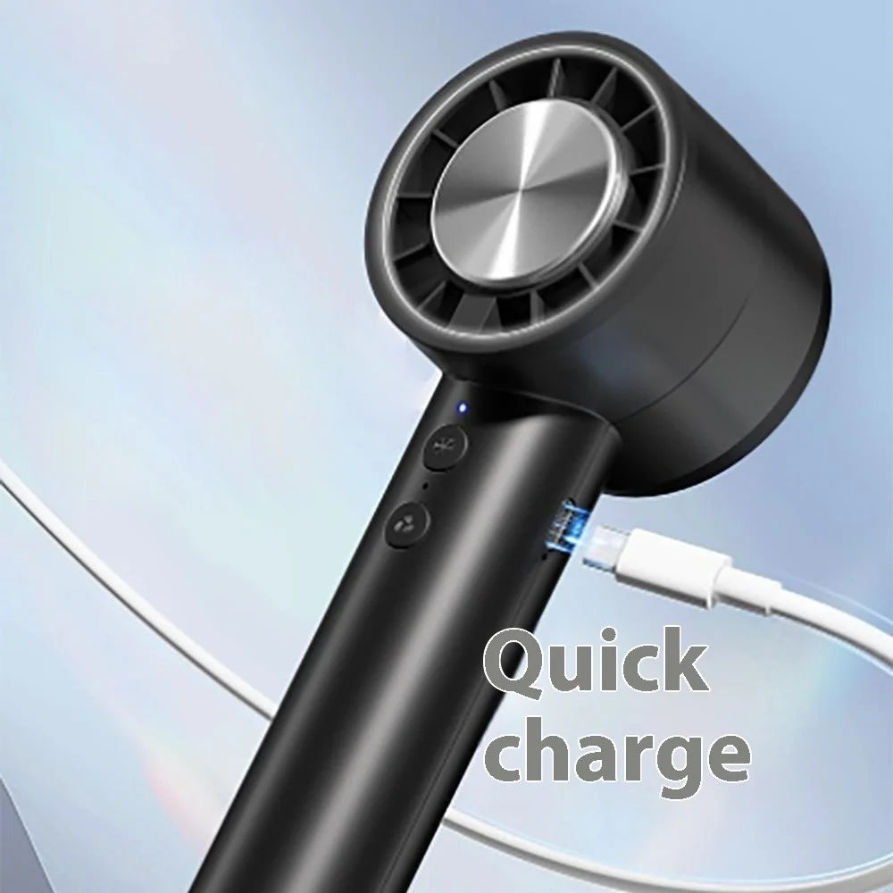 Handheld Cooling Fan USB Rechargeable Turbo Fan Portable High Speed Fan with Ice Compress Cooling Design - Black - 7