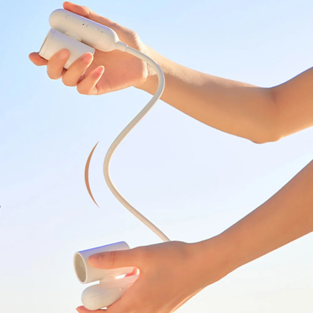 F93 USB Rechargeable Neck Fan 3 Speeds Hands Free Flexible Neck Hanging Turbine Fan - White - 4