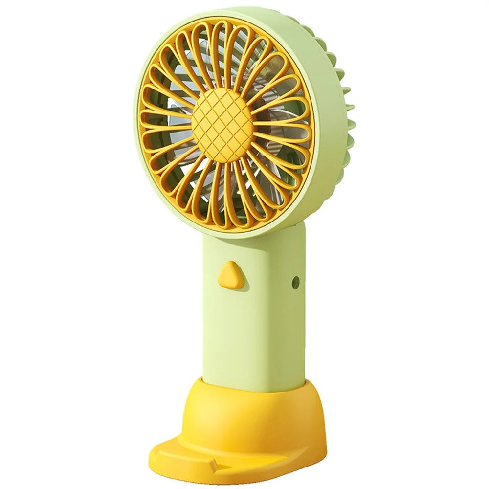 F011 Sunflower Shape Mini Desk Fan Rechargeable Portable Cooling Fan with Phone Holder - Yellow - 1