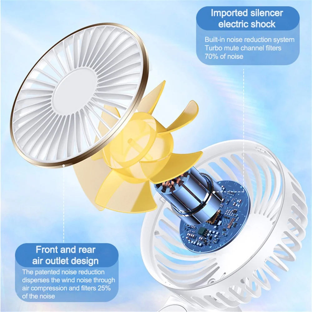 M12 Portable Mini Handheld Fan USB Rechargeable ABS Foldable Cooling Fan for Home Office Travel Trip - White - 2