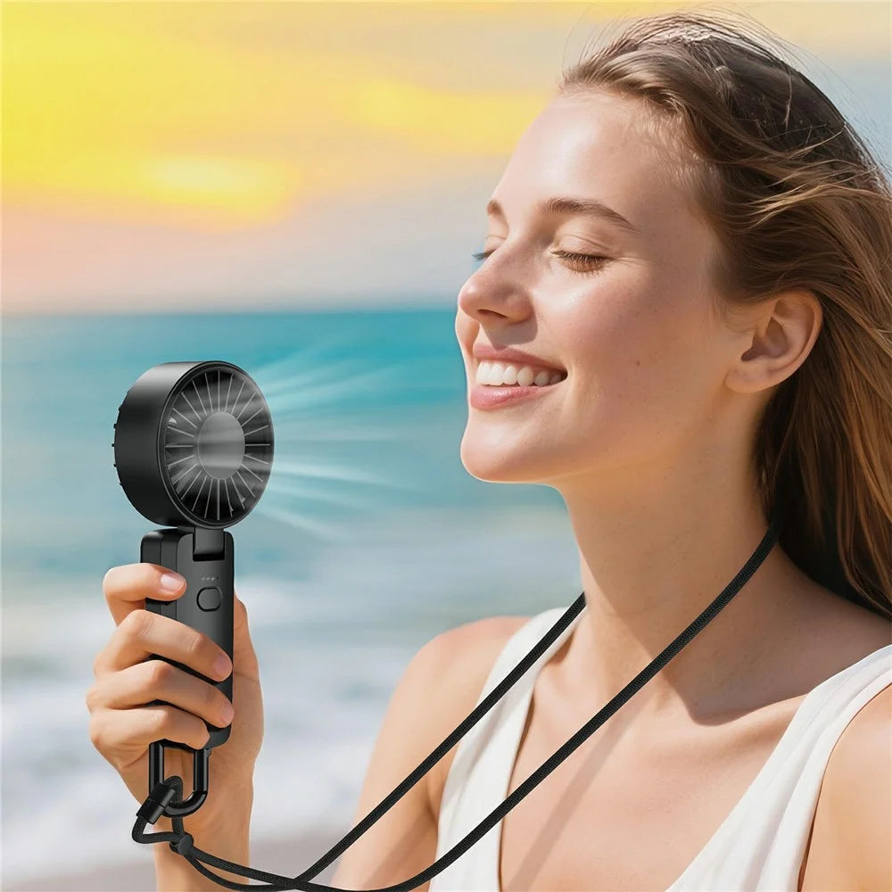 ACEFAST YF2 Handheld Fan 1800mAh Foldable Portable Mini Fan 4 Speed Adjustment Fan for Outdoor Travel - Black - 5