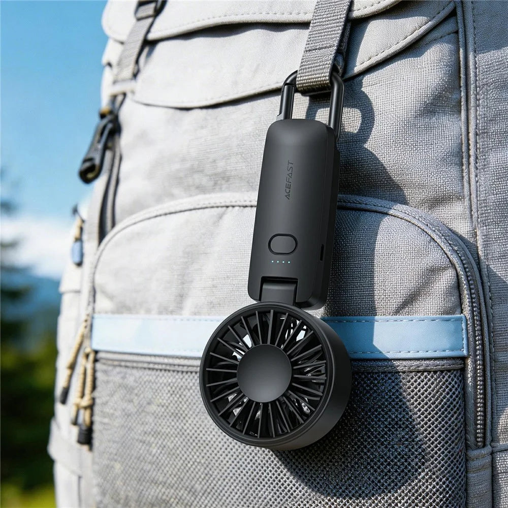 ACEFAST YF2 Handheld Fan 1800mAh Foldable Portable Mini Fan 4 Speed Adjustment Fan for Outdoor Travel - Black - 6