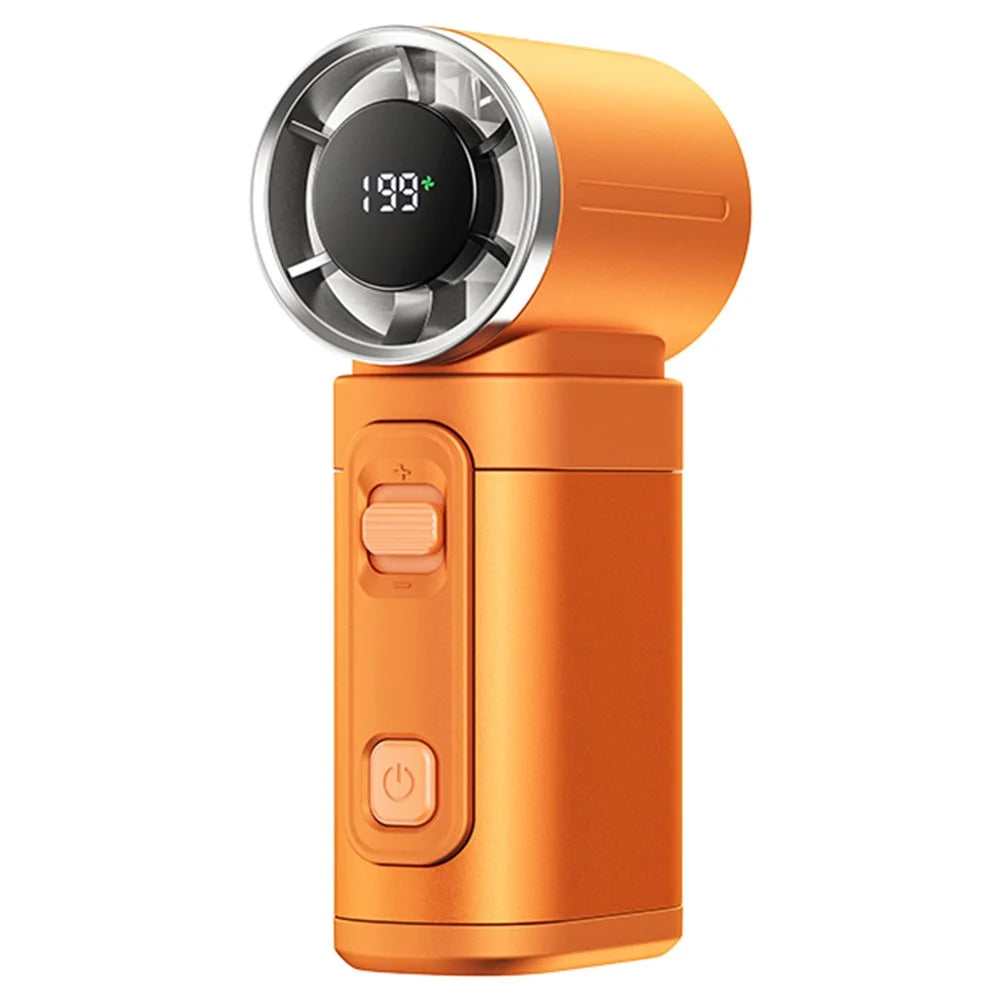 REMAX RS-SF26 Mini Metal Handheld Fan 199 Speed Levels Digital Display Portable Cooling Fan - Orange - 1