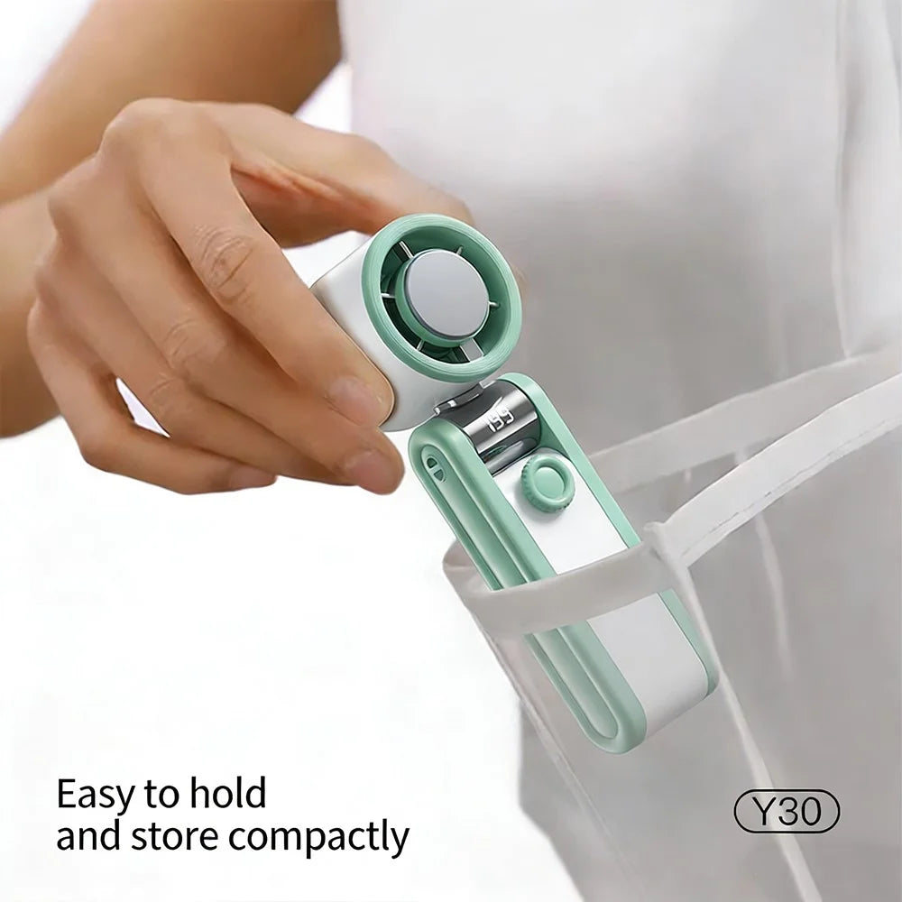 Y30 Folding Handheld Fan Triple Folding 3600mAh 199-Speed TEC Semiconductor Ice Cooling Portable Fan for Outdoor Indoor - Green - 5