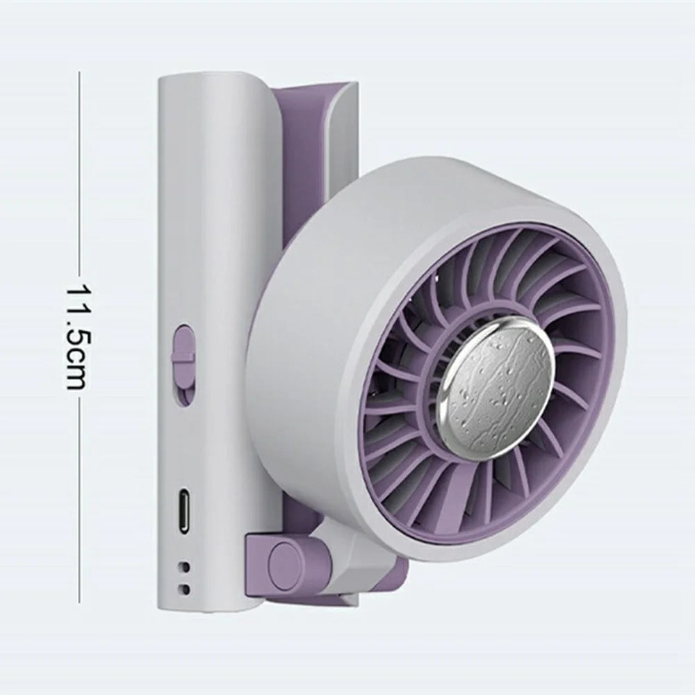 Mini Folding Fan Ice Cooling 5-Speed Handheld Portable Desktop Umbrella Clip Fan for Summer - White / Pink - 7