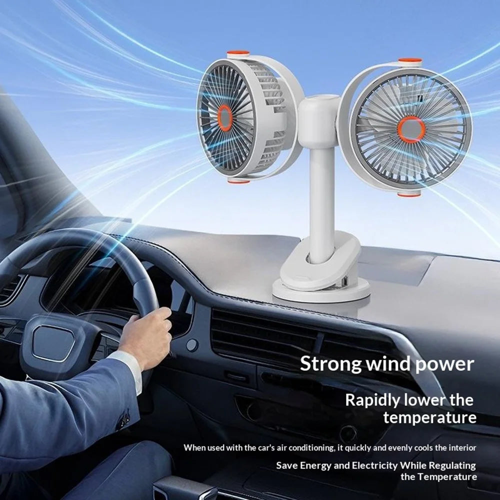 S19 Portable Dual Head Clip Fan 5V 5W Wall Mount Desktop Fan for Office Car Camping - 4