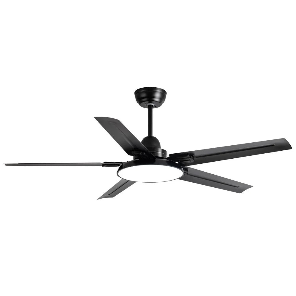 42-inch Integrated Chandelier Iron Blade Ceiling Fan Lamp with Remote Control and Wall Control - Black - 1
