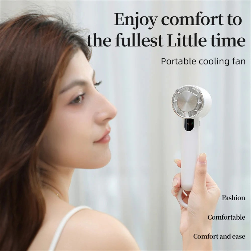 U-32 Handheld Cooling Fan Digital Display Portable Mini Desktop Fan for Home / Outdoor - White - 3