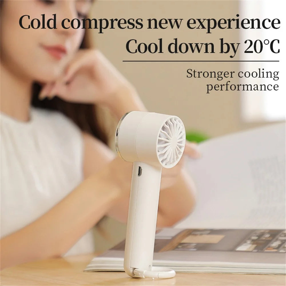 U-32 Handheld Cooling Fan Digital Display Portable Mini Desktop Fan for Home / Outdoor - White - 4