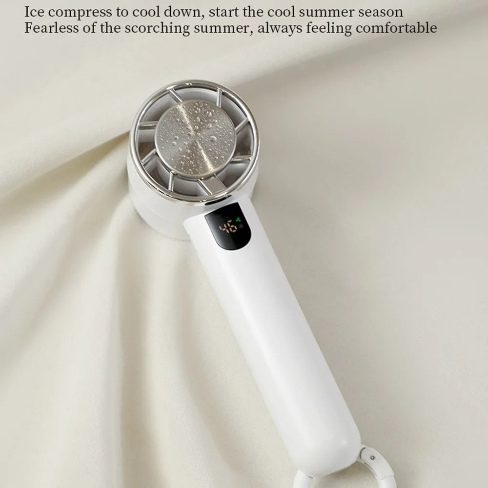 U-32 Handheld Cooling Fan Digital Display Portable Mini Desktop Fan for Home / Outdoor - White - 7