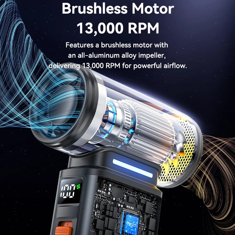 YESIDO YF19 Handheld Fan Powerful Outdoor High-Speed Wireless Portable Car Dust Blower / Fan / Vacuum Cleaner - 6